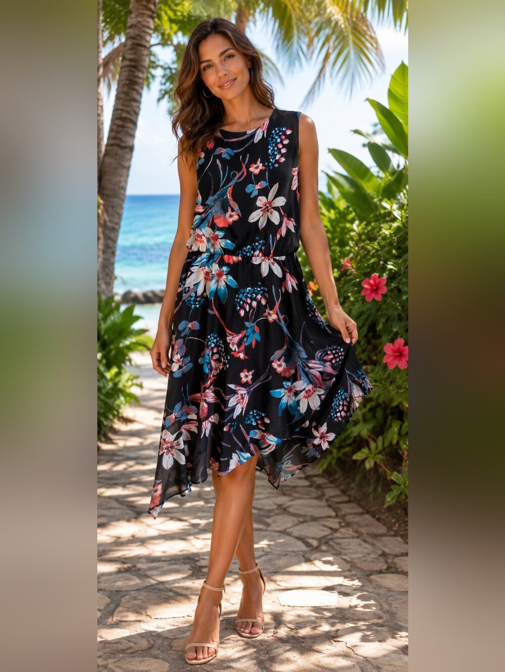 Roz & Ali Black Floral Dress